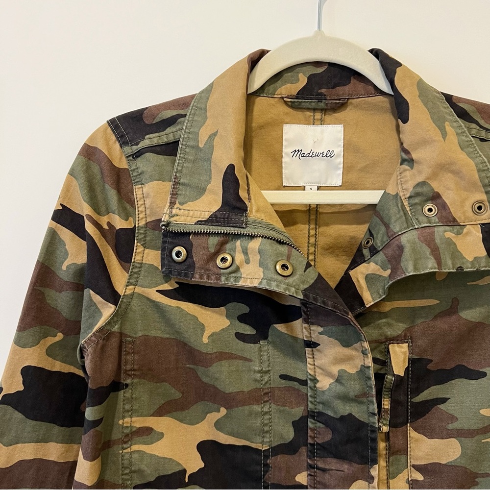 Madewell Dispatch Camo Jacket Faded Birch Green Snap Button Military Coat S - Picture 5 of 10
